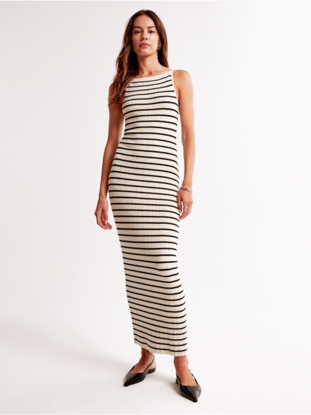NWT Abercrombie High Neck Sweater Dress - Black & Cream Stripe